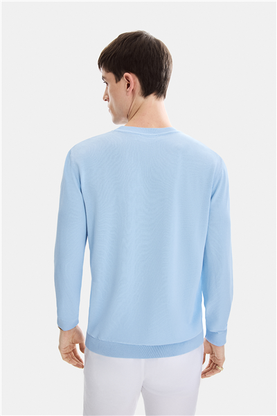 Mavi Regular Fit Bisiklet Yaka Mevsimlik Triko 