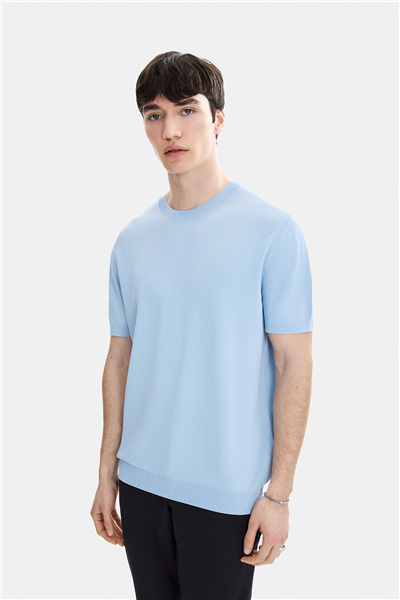 Mavi Regular Fit Bisiklet Yaka Triko Tişört