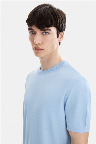 Mavi Regular Fit Bisiklet Yaka Triko Tişört