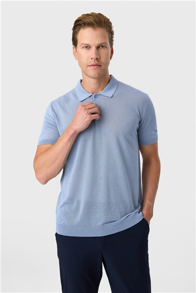 Mavi Regular Fit Düğmeli Polo Yaka Tişört