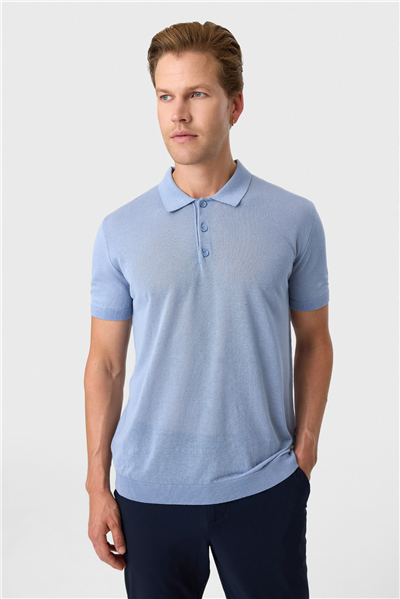 Mavi Regular Fit Düğmeli Polo Yaka Tişört