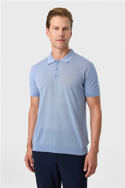 Mavi Regular Fit Düğmeli Polo Yaka Tişört