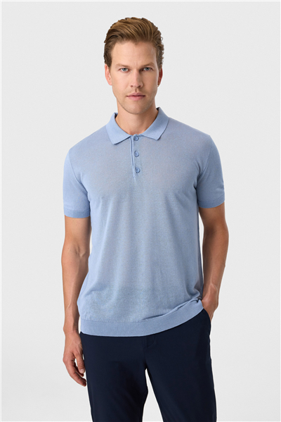 Mavi Regular Fit Düğmeli Polo Yaka Tişört