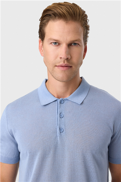 Mavi Regular Fit Düğmeli Polo Yaka Tişört