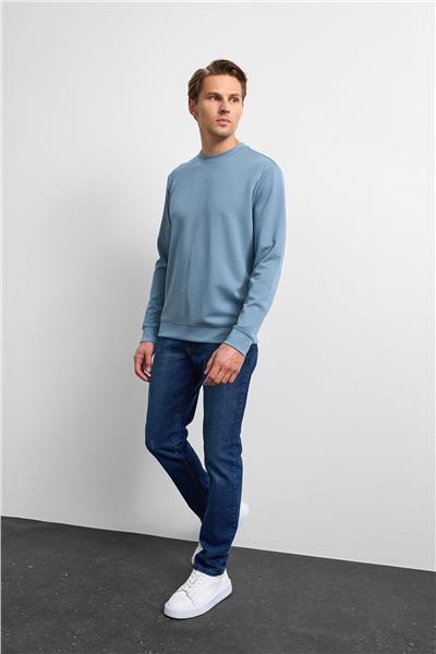 Mavi Regular Fit Uzun Kol Bisiklet Yaka Tişört