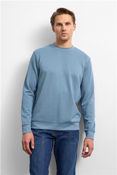 Mavi Regular Fit Uzun Kol Bisiklet Yaka Tişört