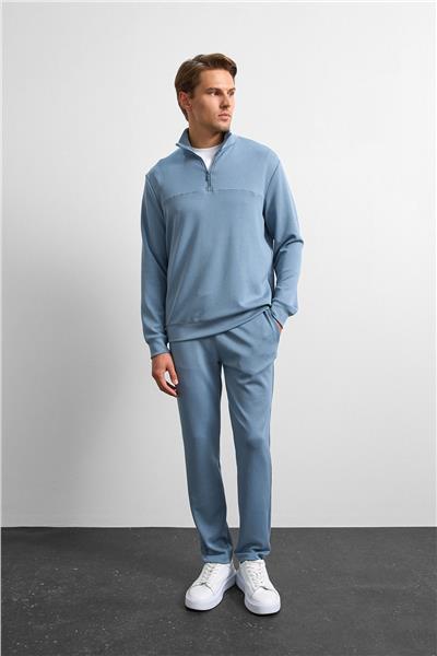 Mavi Regular Fit Yarım Fermuarlı Sweatshirt