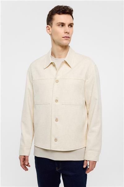 Bej Gömlek Yaka Regular Fit Ceket