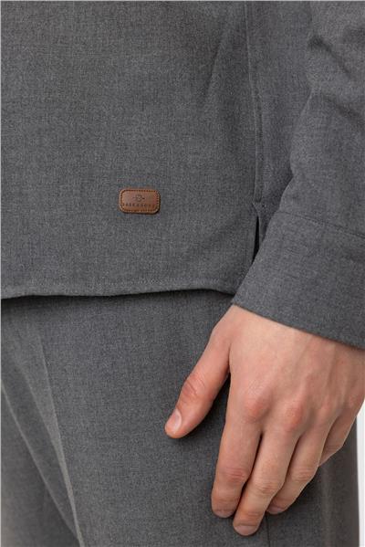 Gri Smart Fit Cepli Gömlek Ceket