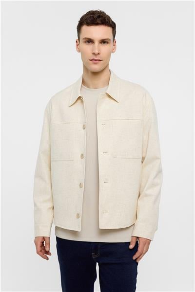 Bej Gömlek Yaka Regular Fit Ceket