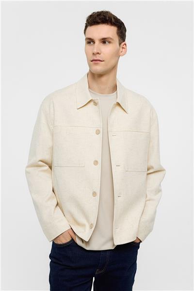 Bej Gömlek Yaka Regular Fit Ceket