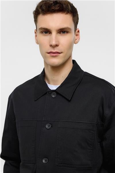Siyah Ceket Gömlek Yaka Regular Fit Ceket