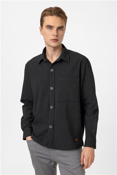 Antrasit Smart Fit Cepli Gömlek Ceket