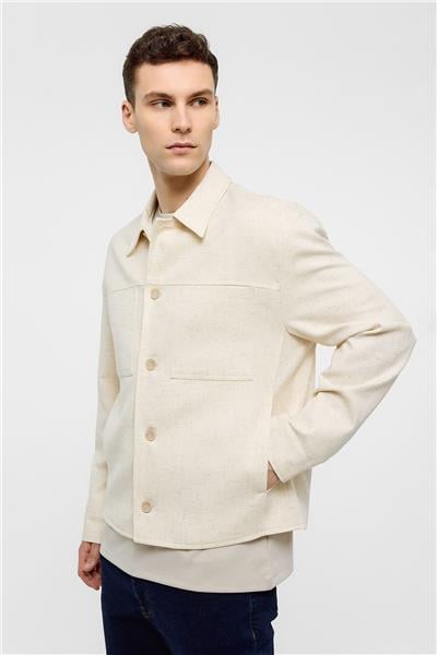 Bej Gömlek Yaka Regular Fit Ceket