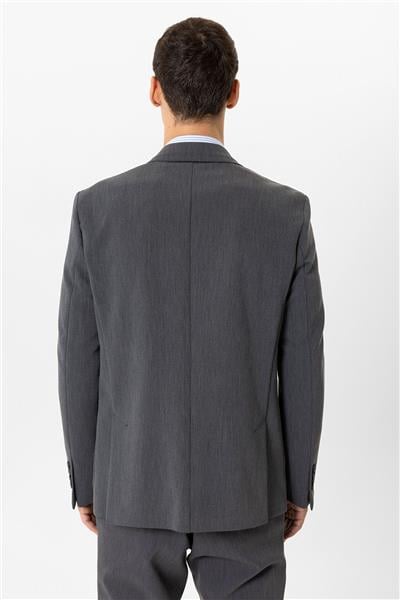Koyu Gri Slim Fit Mono Yaka Ceket