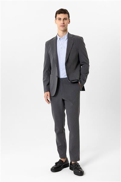 Koyu Gri Slim Fit Mono Yaka Ceket