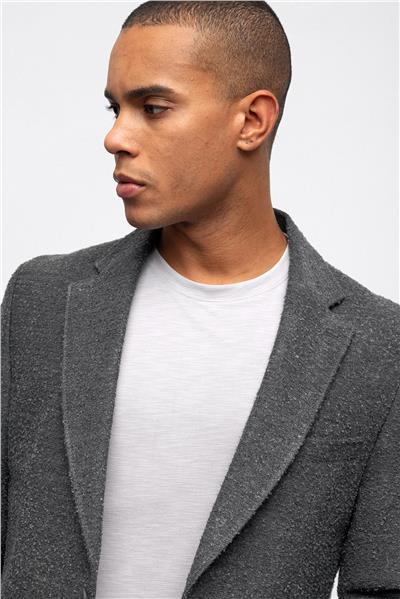 Antrasit Slim Fit Mono Yaka Ceket