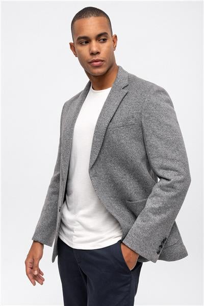 Antrasit Slim Fit Mono Yaka Yünlü Ceket