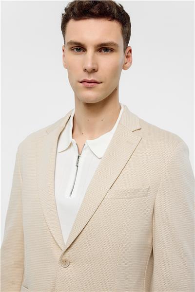 Bej Mono Yaka Ceket