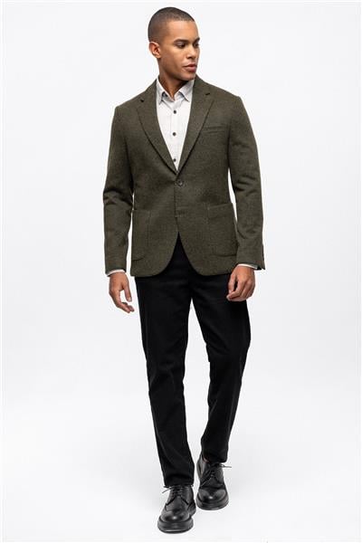 Haki Slim Fit Mono Yaka Ceket