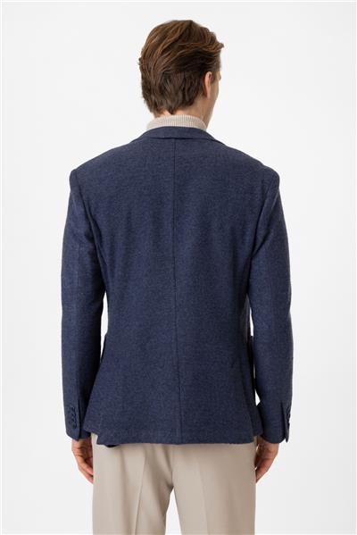 Koyu İndigo Slim Fit Mono Yaka Ceket