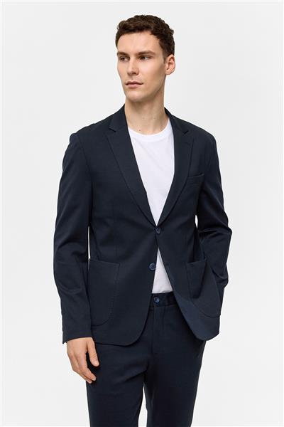 Lacivert Slim Fit Mono Yaka Ceket