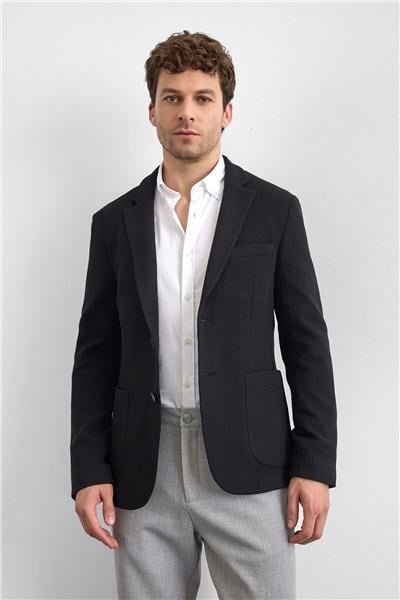 Siyah Mono Yaka Ceket