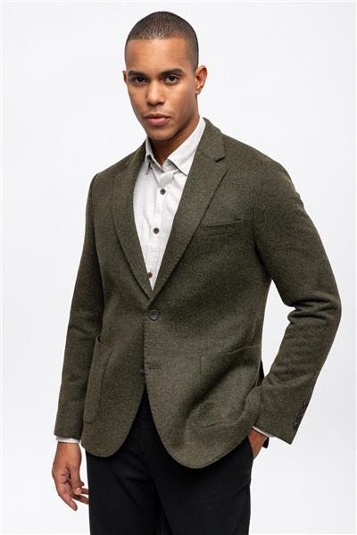 Haki Slim Fit Mono Yaka Ceket