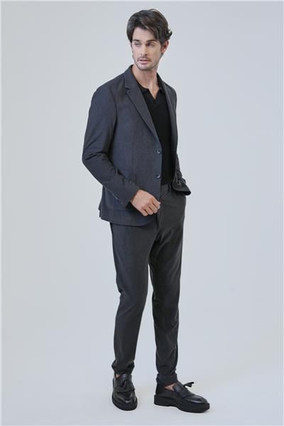 Siyah Slim Fit Mono Yaka Ceket