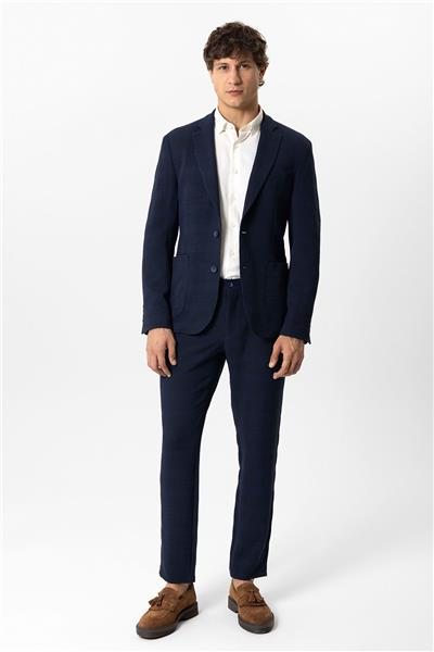 Lacivert Slim Fit Mono Yaka Ceket