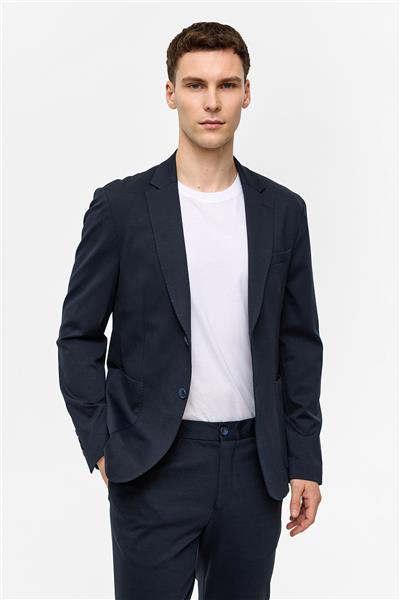 Lacivert Slim Fit Mono Yaka Ceket