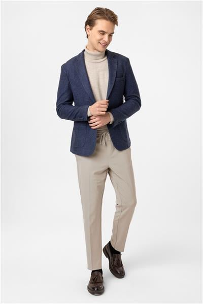 Koyu İndigo Slim Fit Mono Yaka Ceket