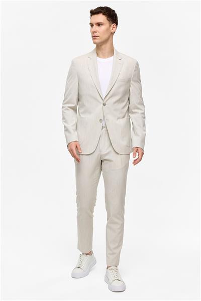 Açık Gri Slim Fit Mono Yaka Ceket