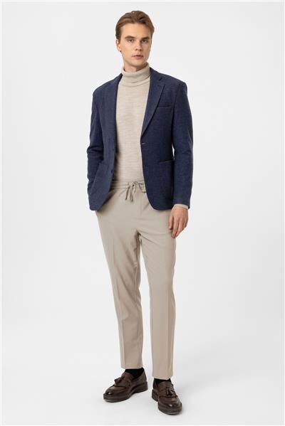 Koyu İndigo Slim Fit Mono Yaka Ceket