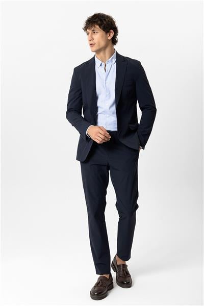 Lacivert Slim Fit Mono Yaka Ceket