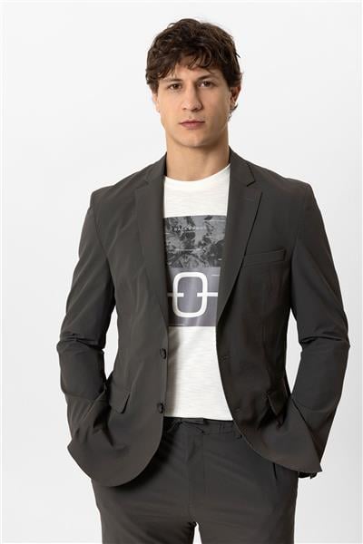 Haki Slim Fit Mono Yaka Ceket