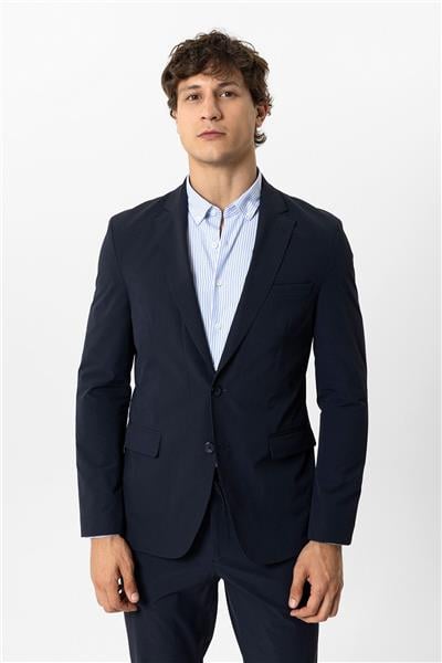 Lacivert Slim Fit Mono Yaka Ceket