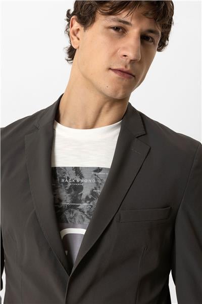 Haki Slim Fit Mono Yaka Ceket