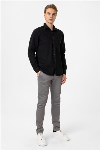 Siyah Regular Fit Cepli Denim Gömlek