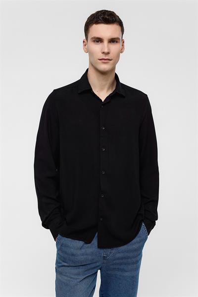 Siyah Regular Fit Uzun Kollu Gömlek