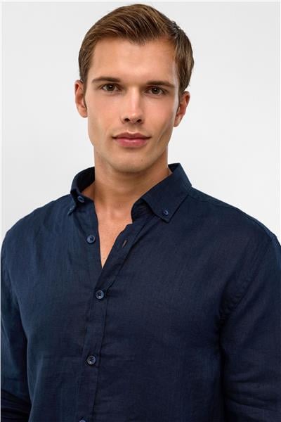 Lacivert Comfort Uzun Kollu Gömlek