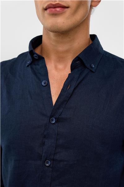 Lacivert Comfort Uzun Kollu Gömlek