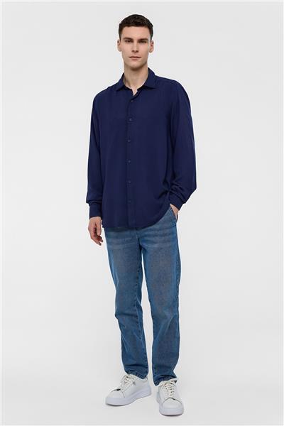 Lacivert Regular Fit Uzun Kollu Gömlek