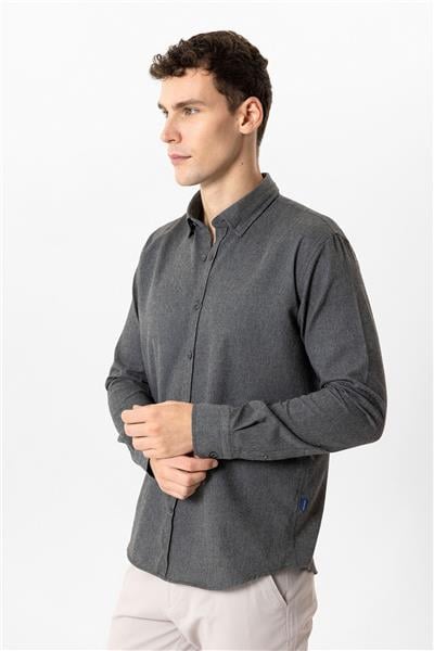 Koyu Gri Slim Fit Gömlek