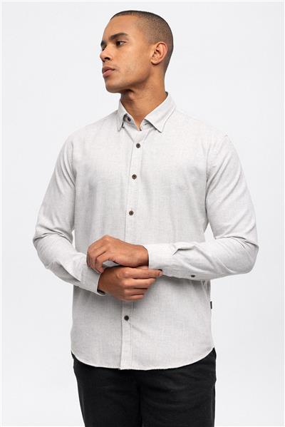 Açık Gri Slim Fit Pamuklu Gömlek