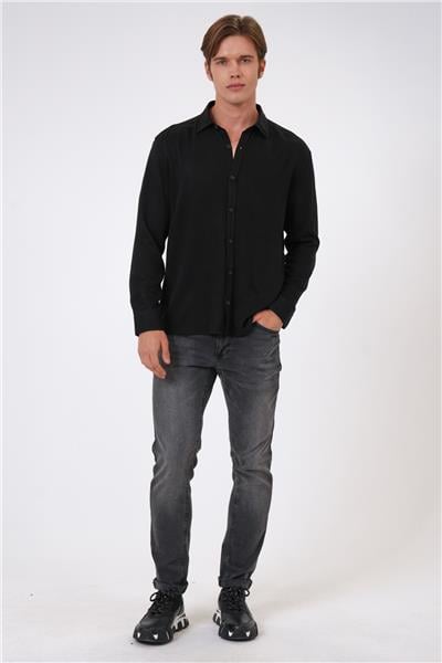 Siyah Loose Fit Gömlek