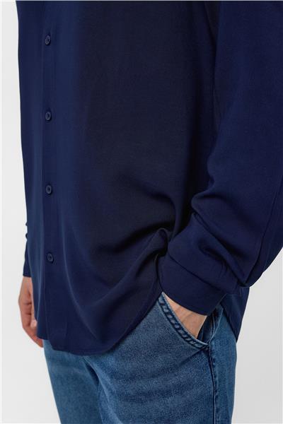 Lacivert Regular Fit Uzun Kollu Gömlek