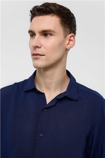 Lacivert Regular Fit Uzun Kollu Gömlek