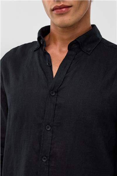 Siyah Comfort Uzun Kollu Gömlek