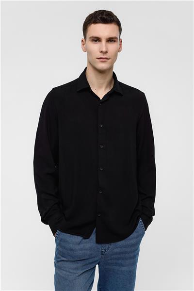 Siyah Regular Fit Uzun Kollu Gömlek